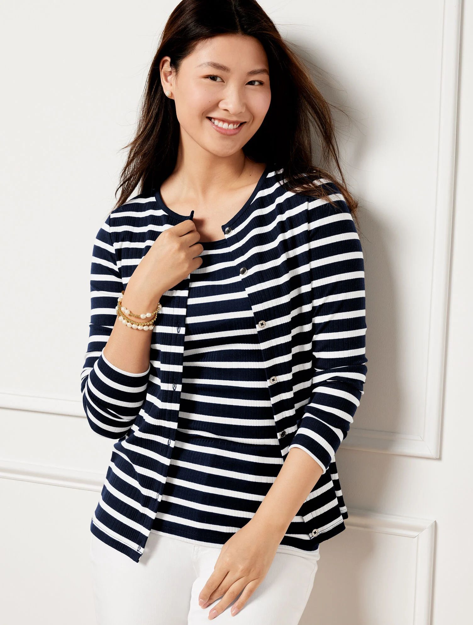 Variegated Ribbed Cardigan - Stripe | Talbots