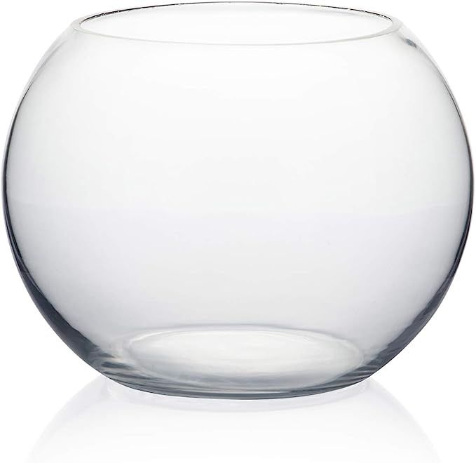 WGV Bowl Glass Vase, Diameter 8", Height 6", Open Width 5", (Multiple Sizes Choices) Clear Bubble... | Amazon (US)