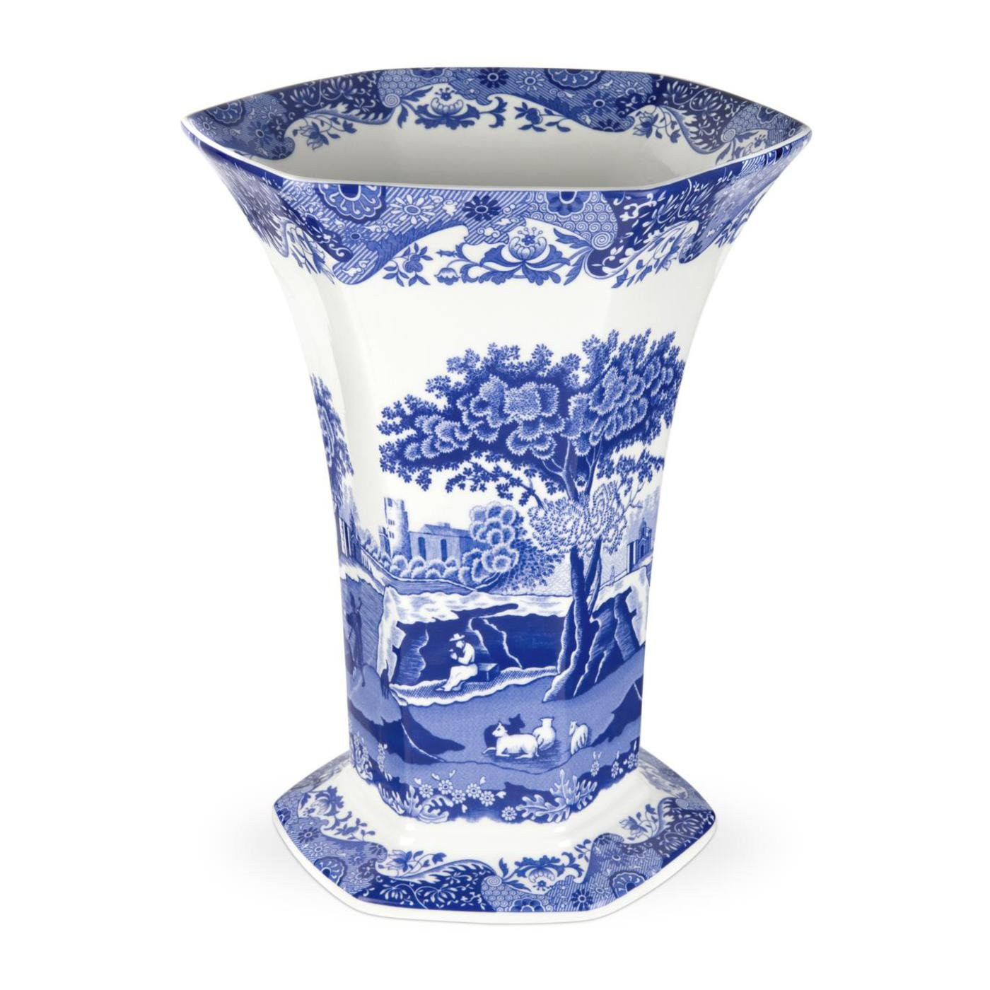 Portmeirion Blue Italian Collection Hexagonal Vase | 10.5 Inch Tall | Table Centerpiece Dcor for ... | Amazon (US)