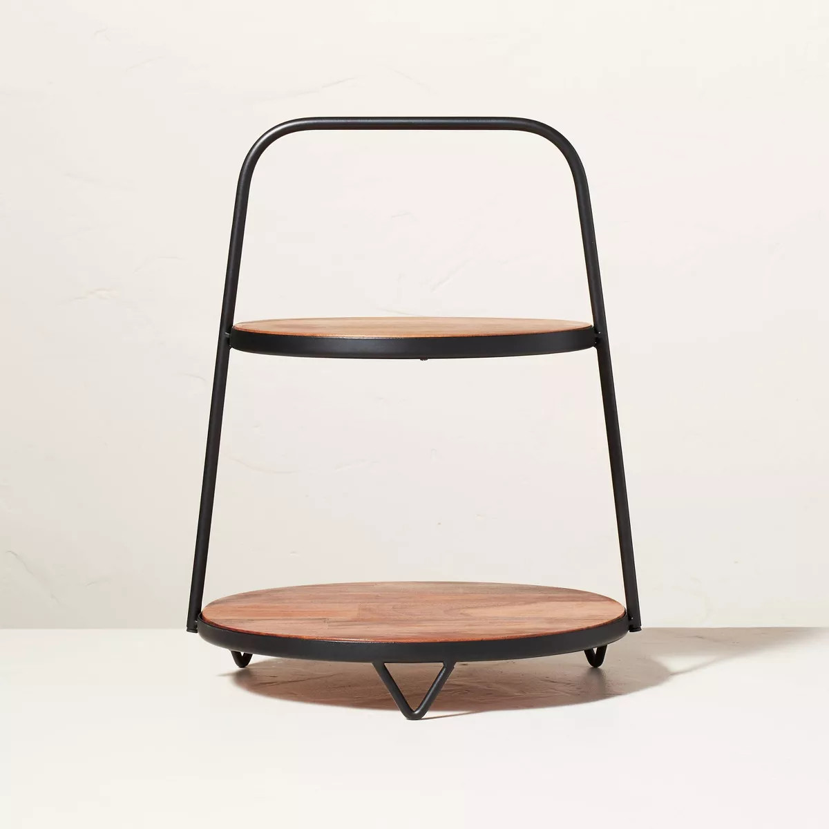 2-Tier Wood & Metal Serving Stand Brown/Black - Hearth & Hand™ with Magnolia: Acacia Tiered Tra... | Target