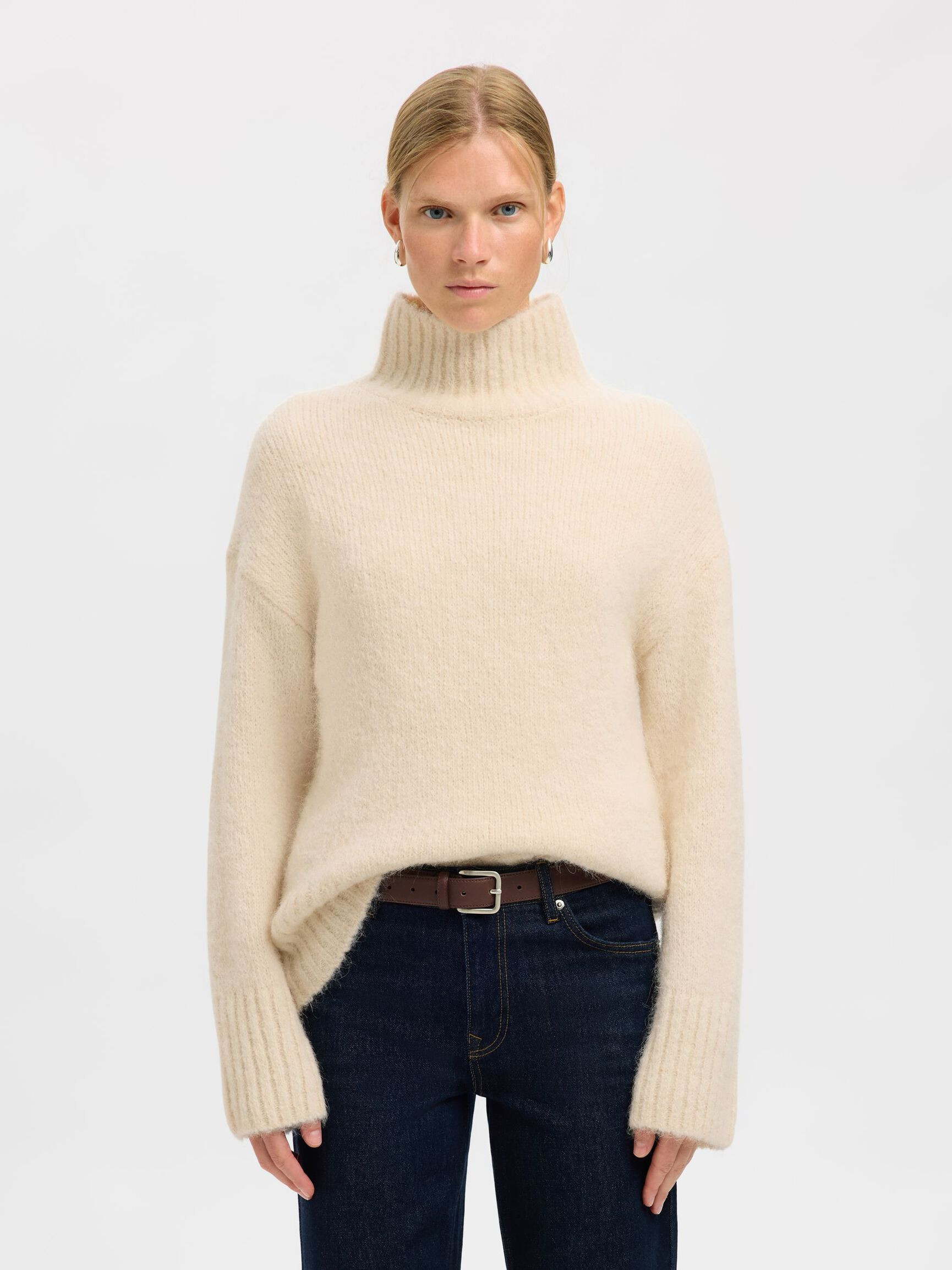 WOOL BLEND HIGH-NECK JUMPER | Selected