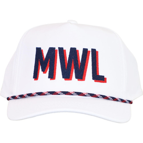 White Junior Fit Adjustable Hat With Navy And Red Trim | Cecil and Lou