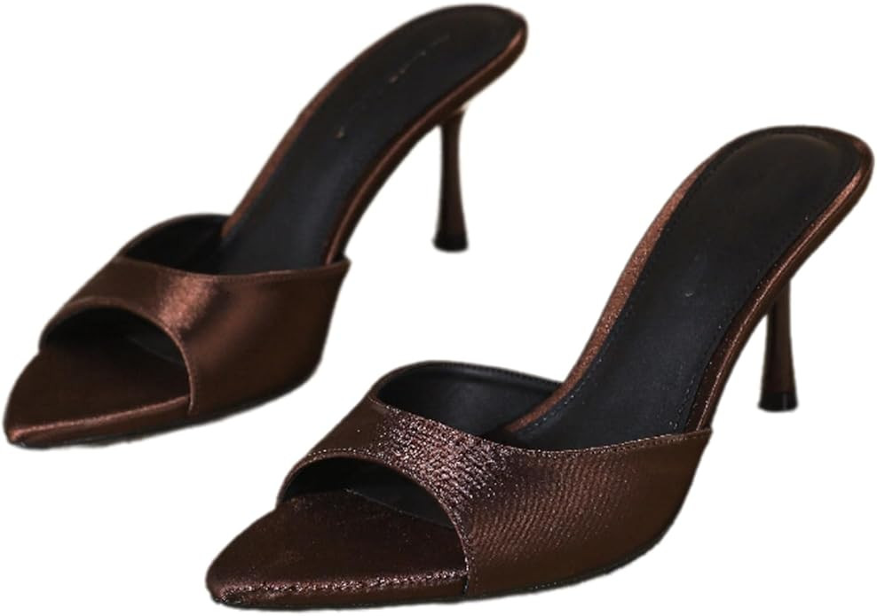 Women'S Pointed Open-Toe Stiletto Slide Sandals Slip On Sexy High Heel Mule Sandals Summer Comfor... | Amazon (US)