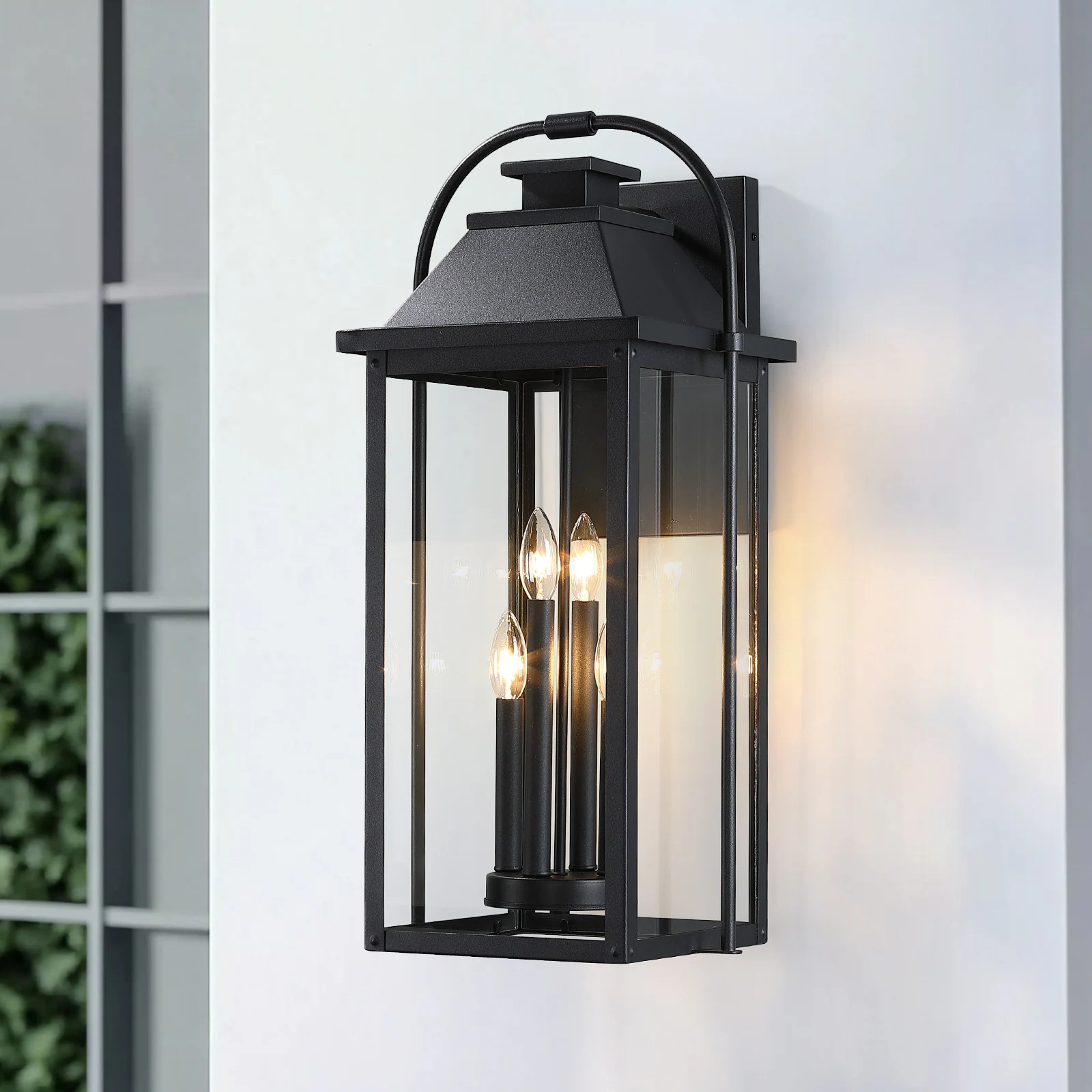 True Fine Nelson 4 -Light 27-in H Matte Black Hardwired Outdoor Wall Light one_size | 40033OT | Lowe's