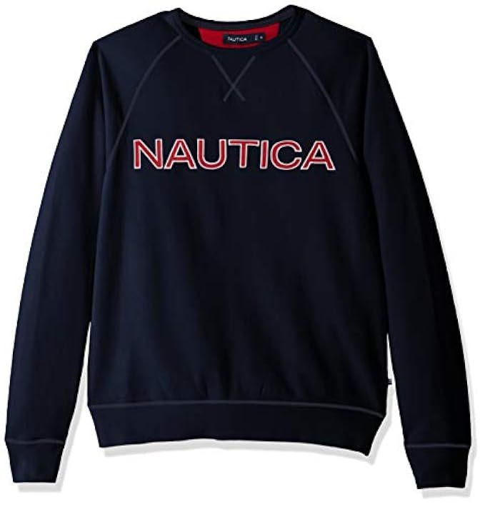 Nautica Men's Long Sleeve Solid French Rib Crew Neck Sweatshirt | Amazon (US)