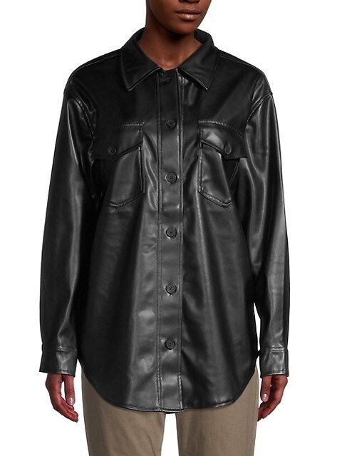 RD style Faux Leather Button-Down Top on SALE | Saks OFF 5TH | Saks Fifth Avenue OFF 5TH