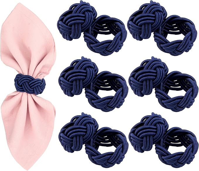 12 Pcs Woven Napkin Rings, Handmade Rustic Farmhouse Nautical Napkins Ring for Festives Gathering... | Amazon (US)