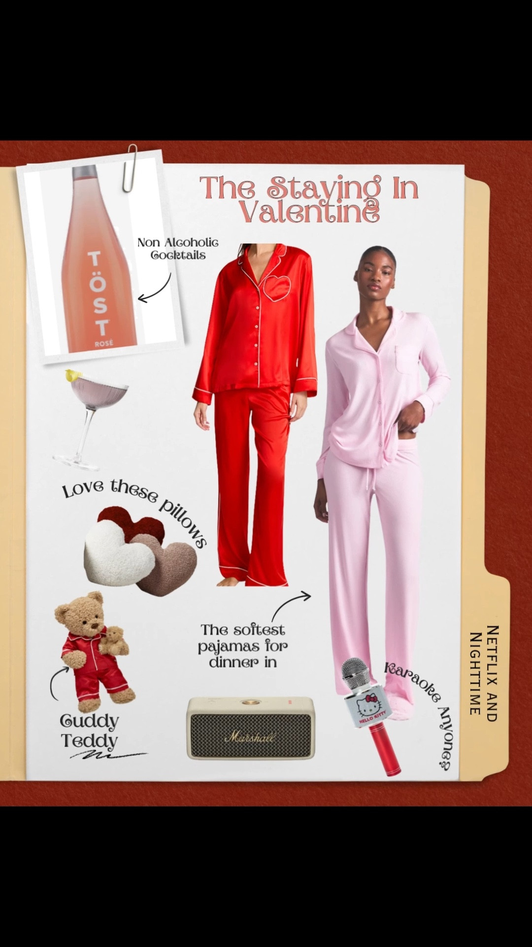 A chill Valentine’s Day solo or a cozy cuddly Valentine’s Day with your boo is on the menu! 

I don’t know about you, but I love an evening in and being on the couch, watching movies with wine and in my most luxurious pajamas for Valentine’s Day is absolutely the plan!

These SKIMS pajamas are so soft, but the ones from Victoria’s Secret are so silky next to my skin.  Also, I may have some my girlfriends come over and we will do karaoke while we drink wine or nonalcoholic wine for those who are observing. 

#Valentine’sDay #StayingIn #Cozy #Pajamas #Casual #Luxury


#LTKFindsUnder100 #LTKmomlife #LTKSeasonal