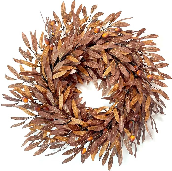 Fall Wreath for Front Door, 24 Inch Artificial Olive Wreath | Amazon (US)