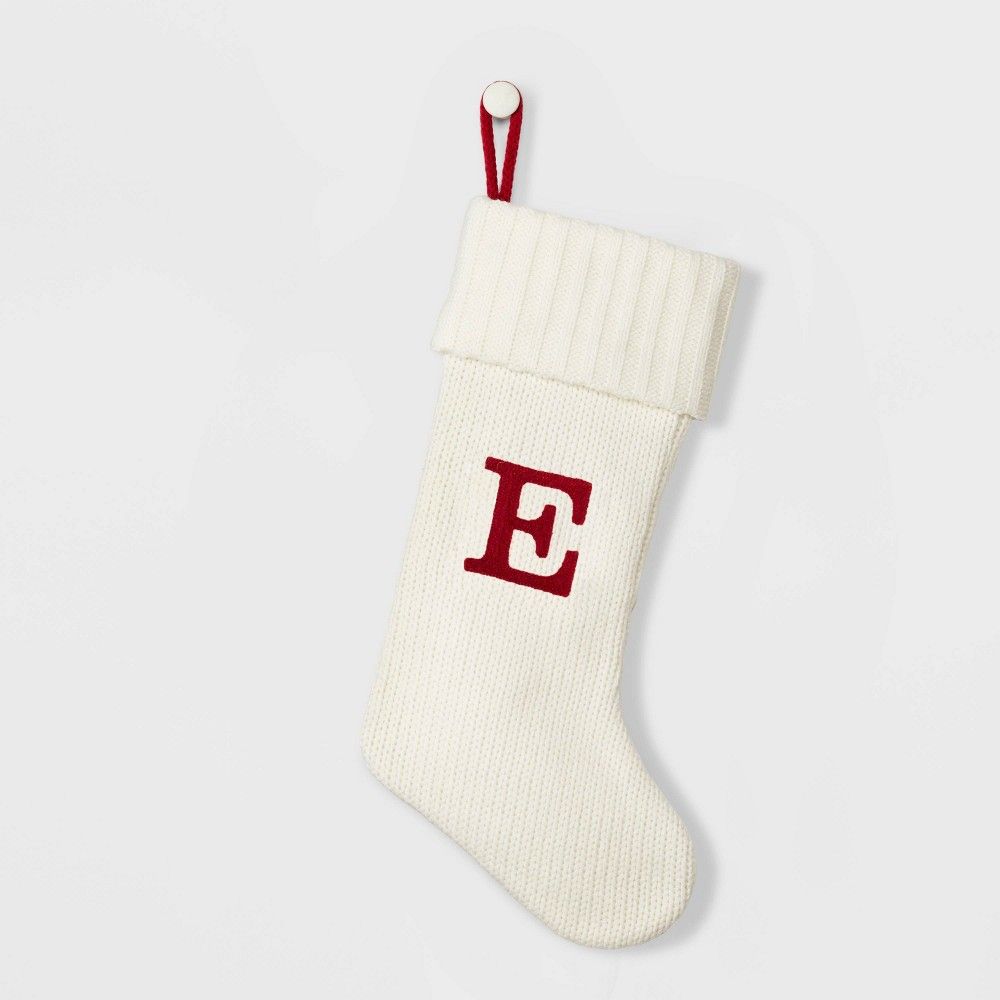 Knit Monogram Christmas Stocking White E - Wondershop | Target