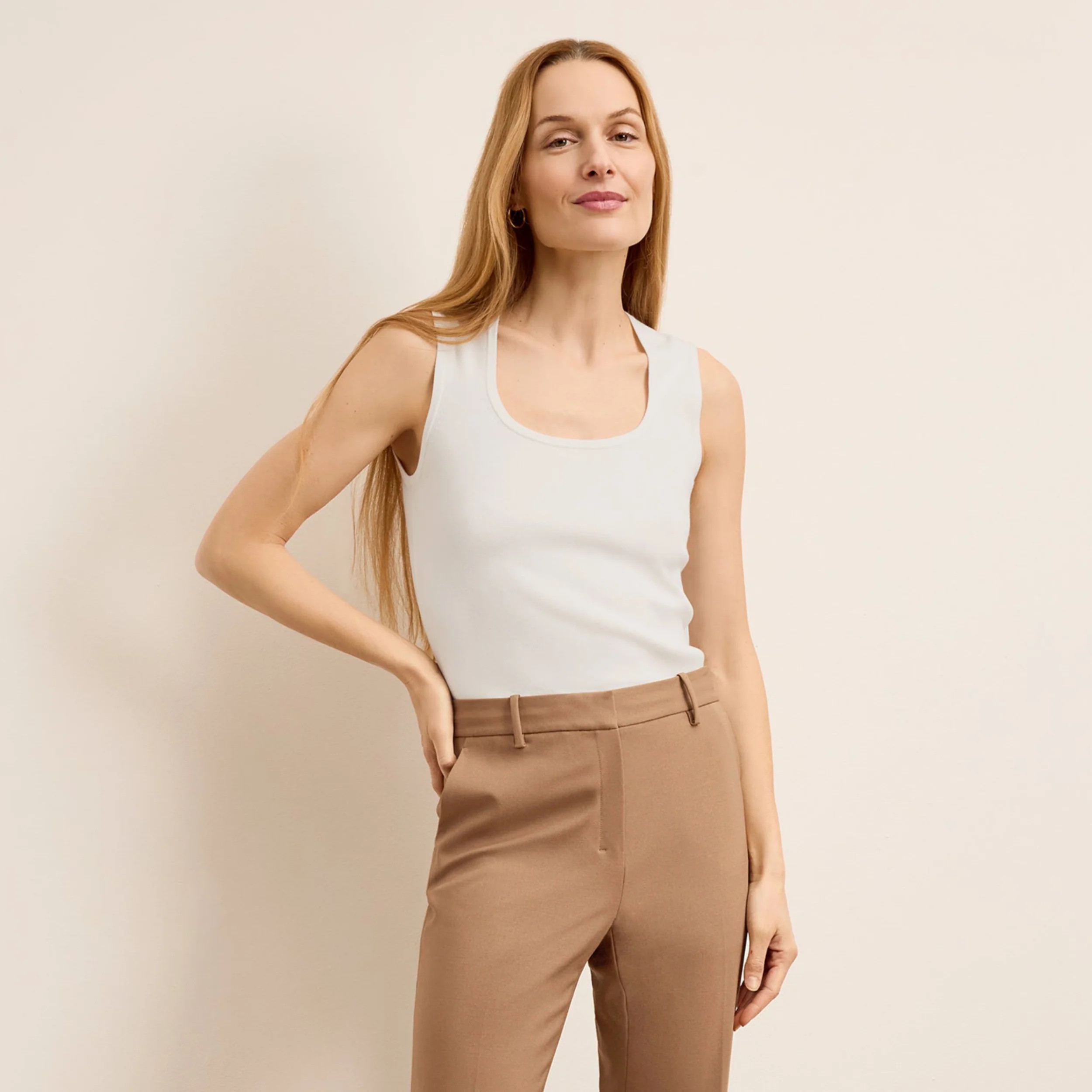 Sabine Sculptural Tank - Eco 365Knit :: Ivory | MM LaFleur