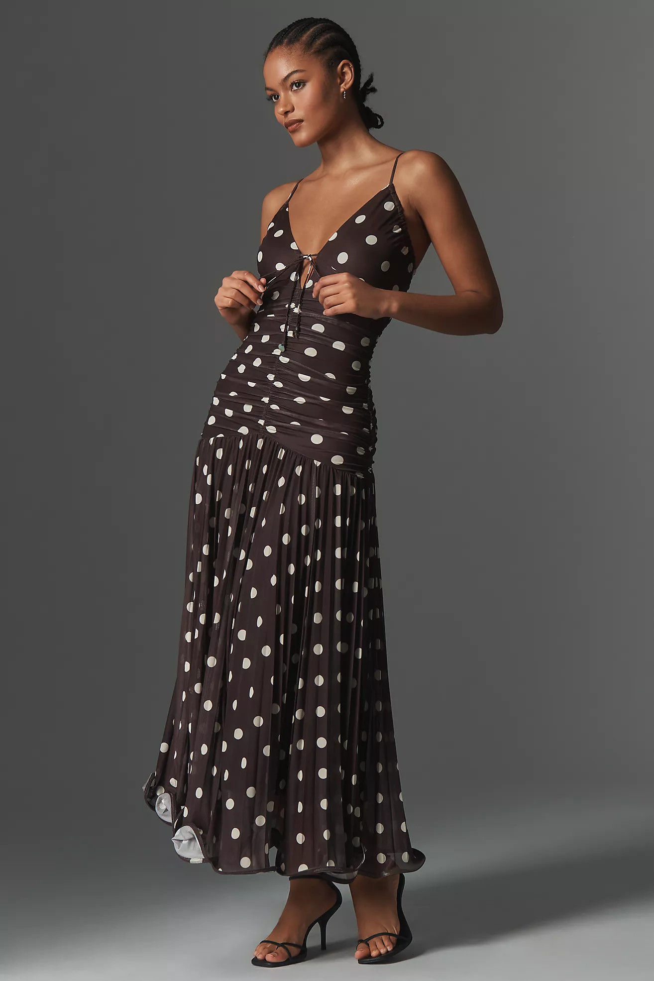 En Saison Lainey Ruched Drop-Waist Midi Dress | Anthropologie (US)