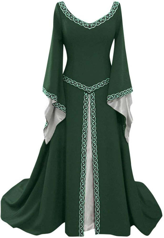 Women's Vintage Celtic Medieval Floor Length Dresses Renaissance Prom Gothic Cosplay Elegent Dres... | Amazon (US)