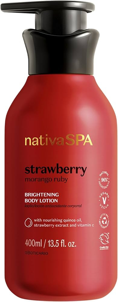 Nativa SPA by O Boticário, Ruby Strawberry Antioxidant Body Lotion, Brightening Vitamin C and No... | Amazon (US)