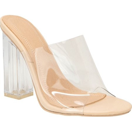 Static Footwear Translucent Block High Clear Heels Mule Open Toe Sandals Clear Nude 6 | Walmart (US)