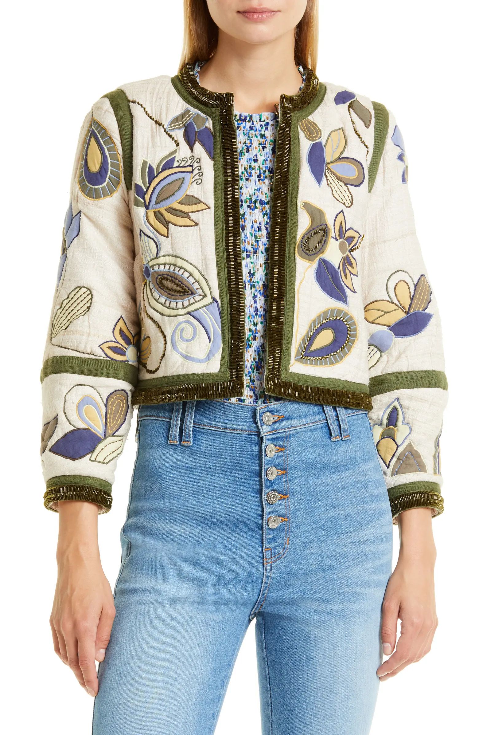 Veronica Beard Benica Floral Embroidered Silk Jacket | Nordstrom | Nordstrom