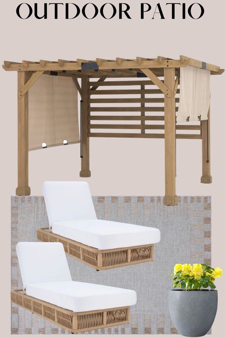 Outdoor patio inspiration- lounge chairs, pergola and planter @wayfair #wayfair #wayafairpartner 

#LTKHome