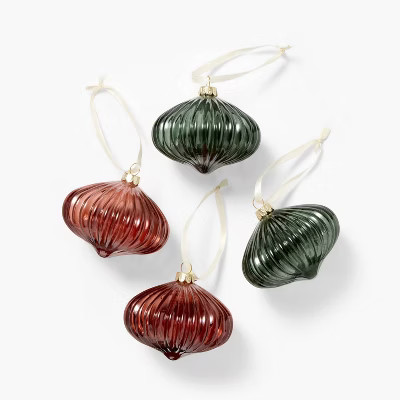 4pc Colored Glass Ornaments - Threshold™ designed with Studio McGee | Target