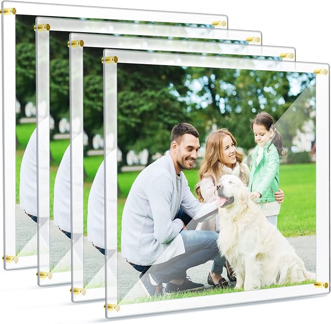 4 Packs 16 x 20 Inch Floating Acrylic Frame Clear Frameless Picture Frame Wall Mount Double Panel... | Amazon (US)