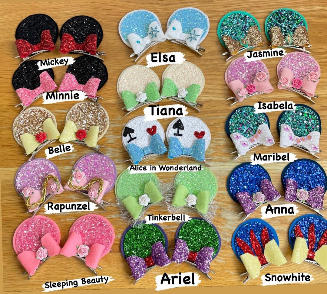 Disney Ears-minnie Mouse Ears-disney Princesses -chuchubows/ Disney Ears Clips/disney Clips/micke... | Etsy (US)