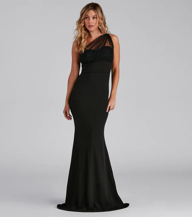 Dakota Formal One Shoulder Swiss Dot Dress | Windsor Stores