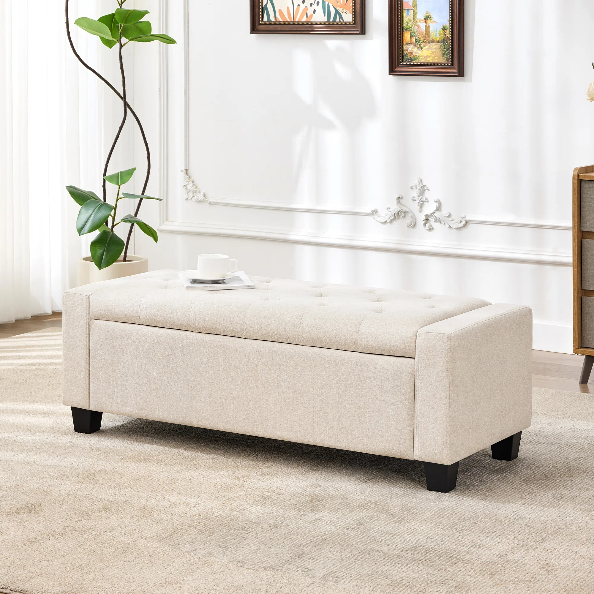 48.4" Upholstered Ottoman Bench With Storage | Wayfair North America