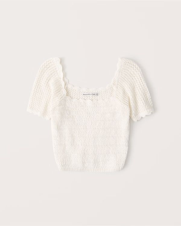 Crochet Squareneck Tee | Abercrombie & Fitch (US)