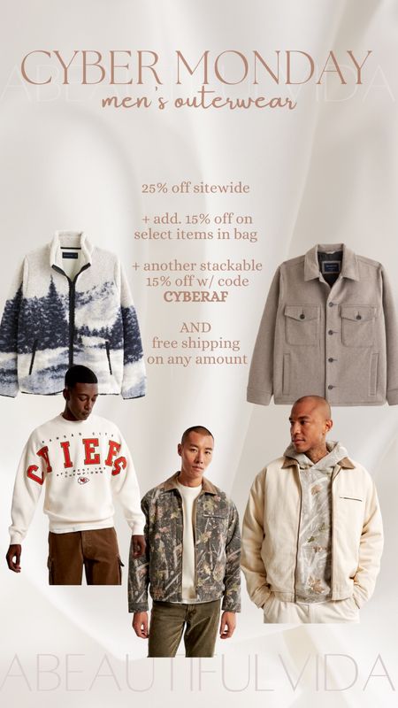 Men’s outerwear // use code CYBERAF for an additional 15% off!

Cyber Monday// jacket, coat, sweatshirt, sweater, nfl, camouflage, chiefs, gifts for him

#LTKmens #LTKGiftGuide #LTKCyberWeek