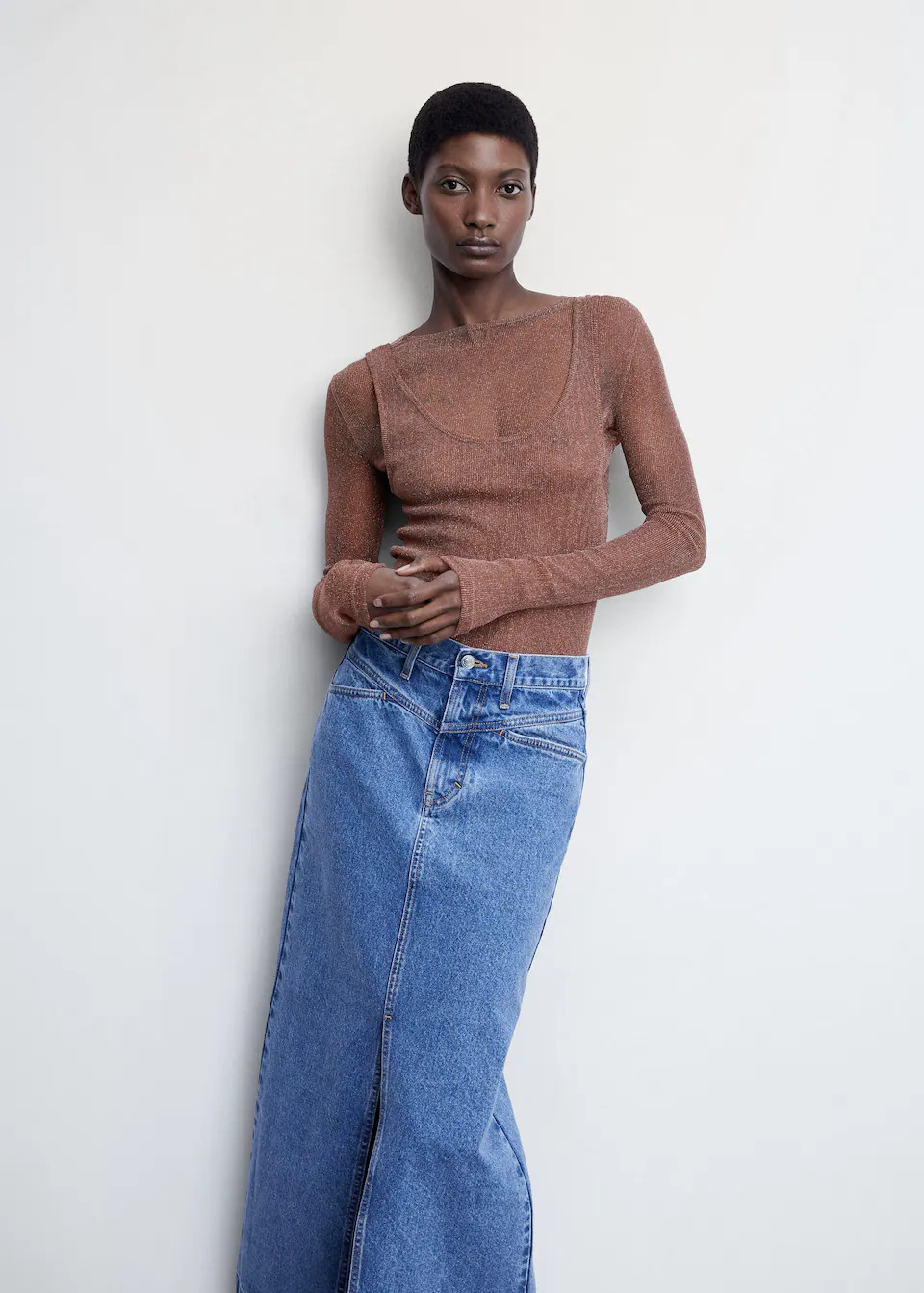 Lurex knitted top -  Women | Mango USA | MANGO (US)