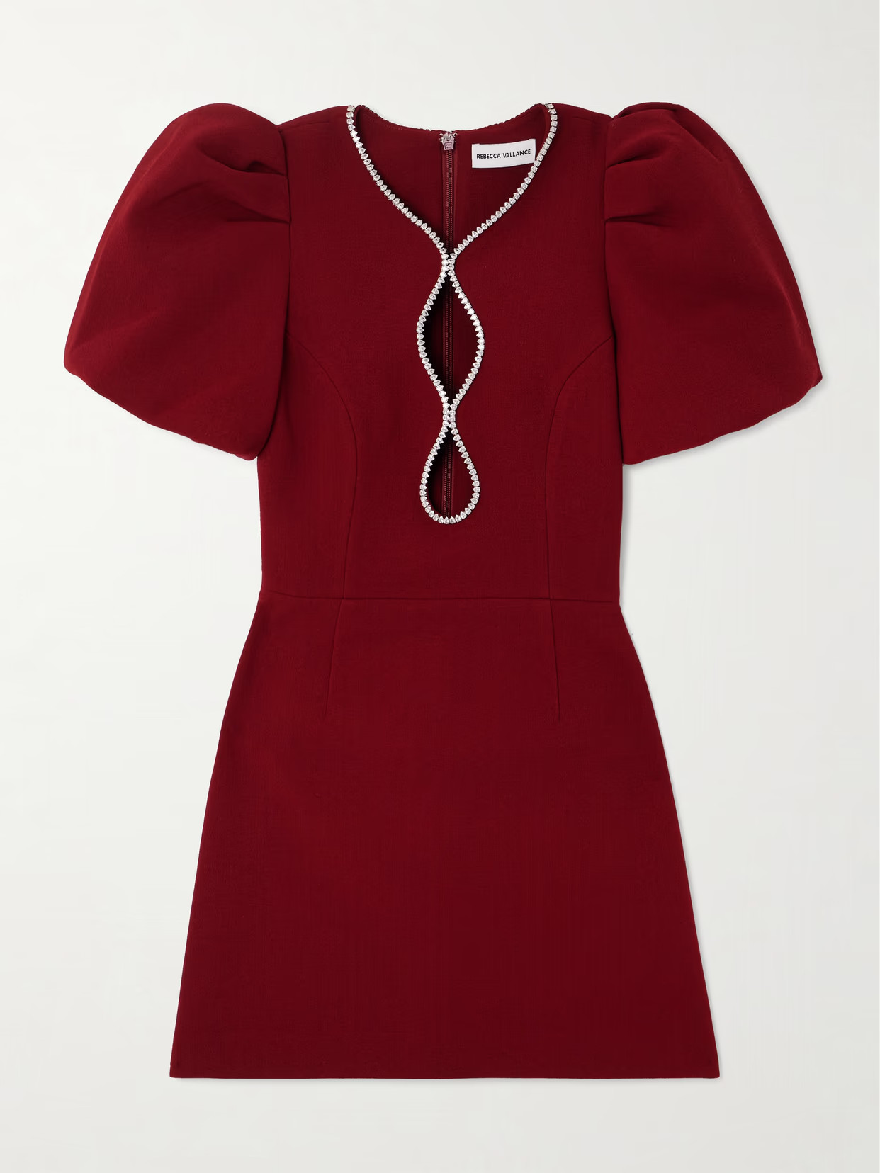 Rebecca Vallance - Estella Crystal-embellished Cutout Cady Mini Dress - Burgundy | NET-A-PORTER (UK & EU)