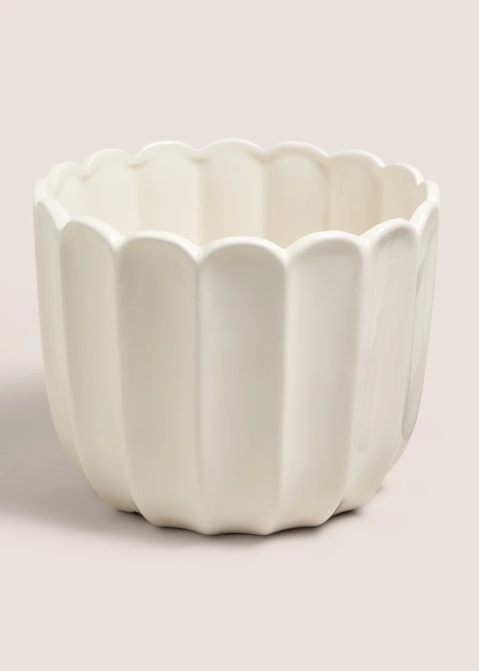 White Scallop Ceramic Planter | Matalan (UK)