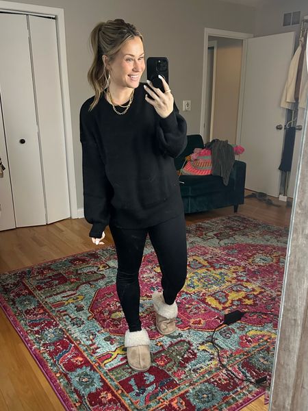 Todays all black outfit, this oversized sweater and fleece lined leggings are both amazon fashion finds 

#LTKunder50 #LTKshoecrush #LTKsalealert