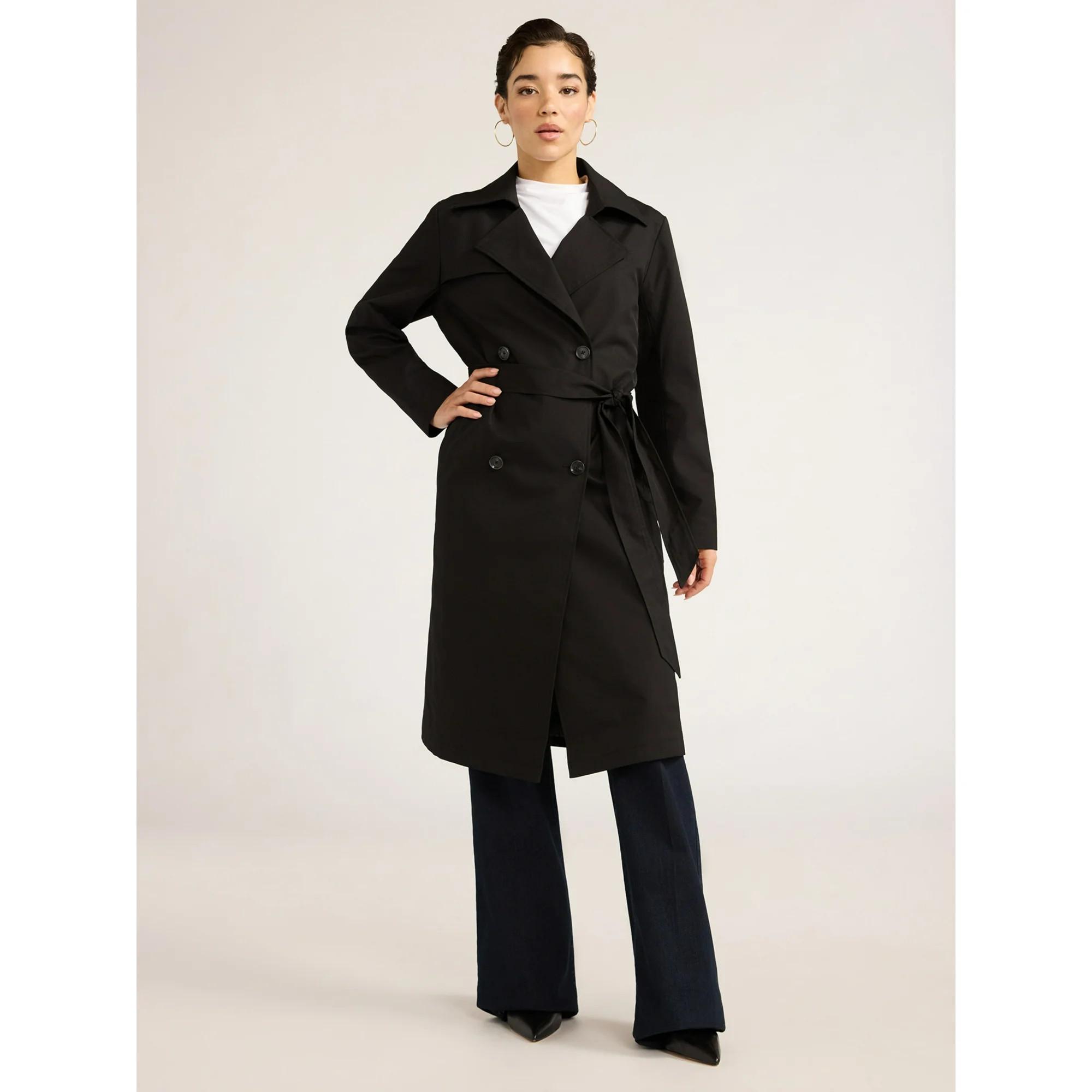 Sofia Jeans Women's Double Breasted Trench Coat, Sizes XS-XXL - Walmart.com | Walmart (US)