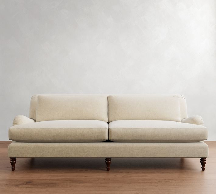 Carlisle English Arm Upholstered Grand Sofa 91"", Polyester Wrapped Cushions, Performance Everydaylinen(TM), Ivory | Pottery Barn (US)