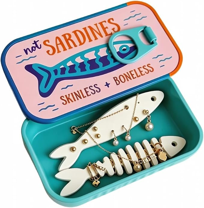 Vintage Sardine Tin Jewelry Box,travel jewelry case,Blue | Amazon (US)