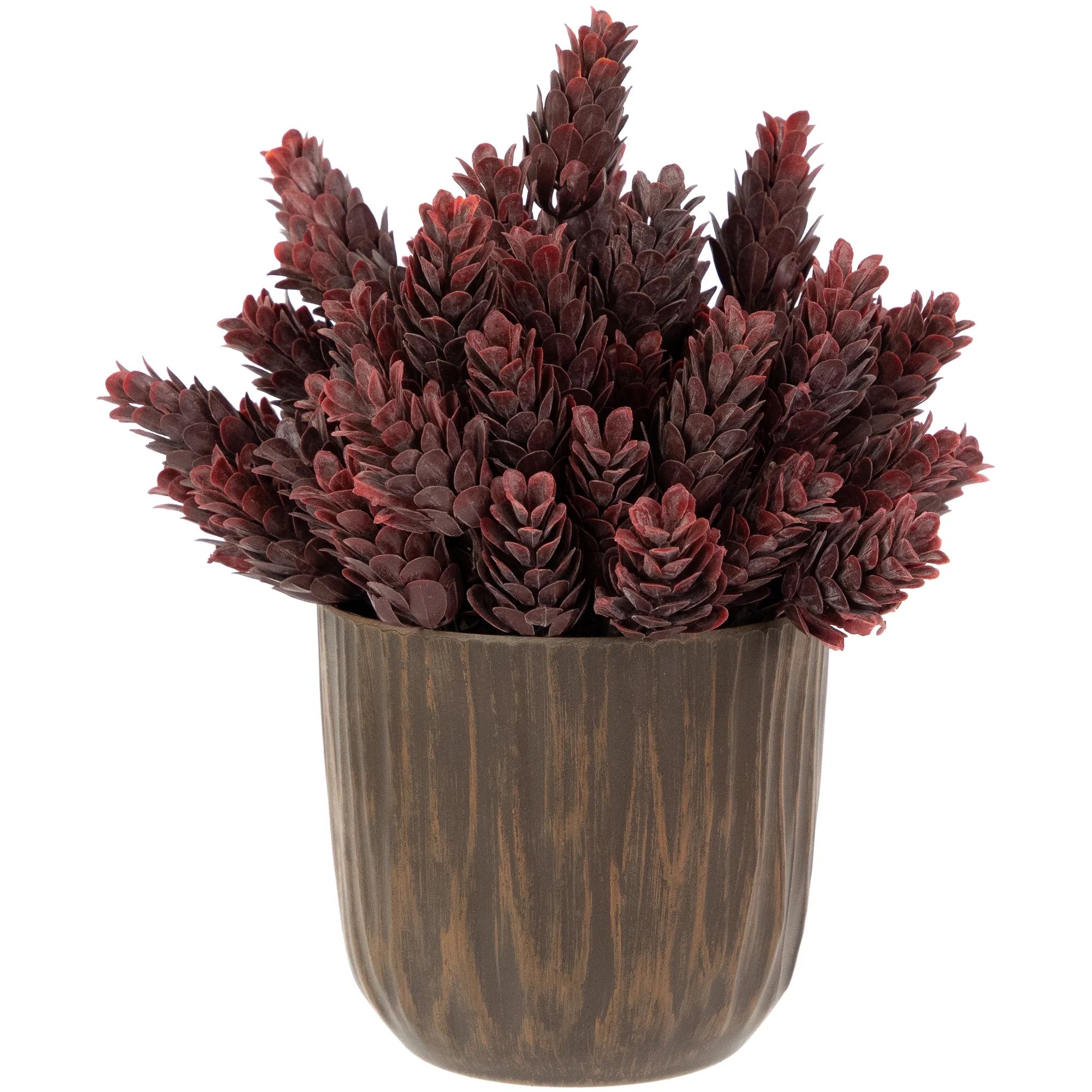 Northlight Wild Flower Artificial Plant in a Textured Lined Pot - 8" - Burgundy Red - Walmart.com | Walmart (US)