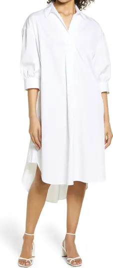 Oversize Three-Quarter Sleeve Shirtdress | Nordstrom
