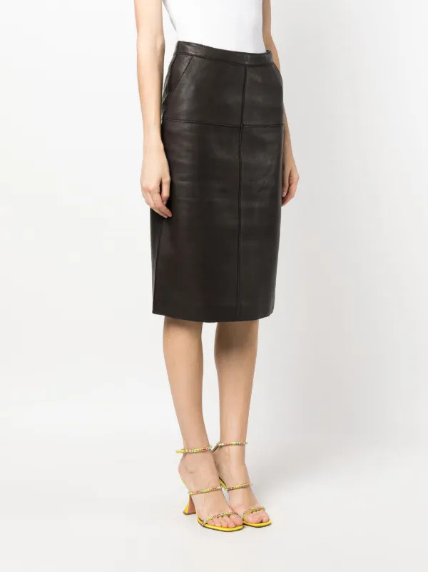 panelled leather pencil skirt | Farfetch Global