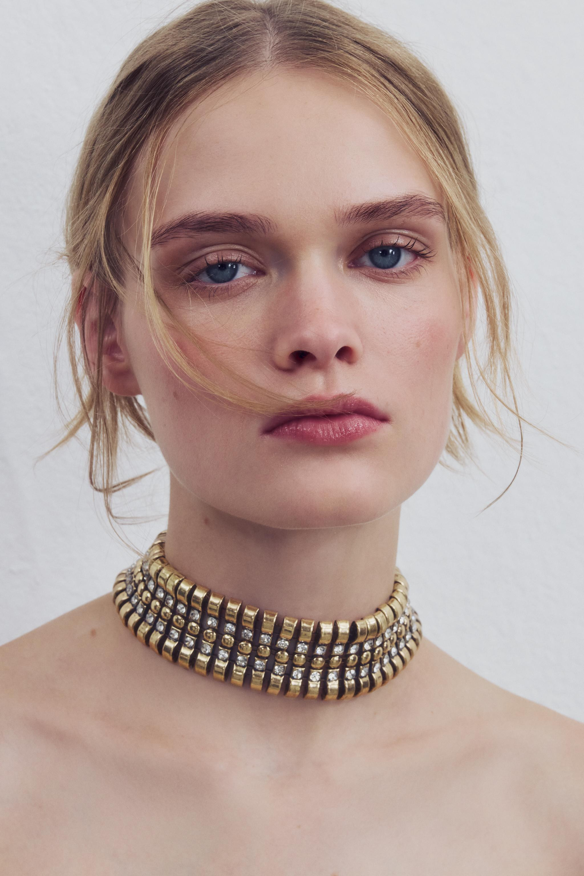 METALLIC JEWELED CHOKER | Zara US
