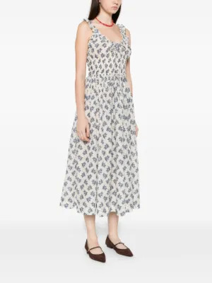 Emmaretta flower-print scoop-neck midi dress | Farfetch Global