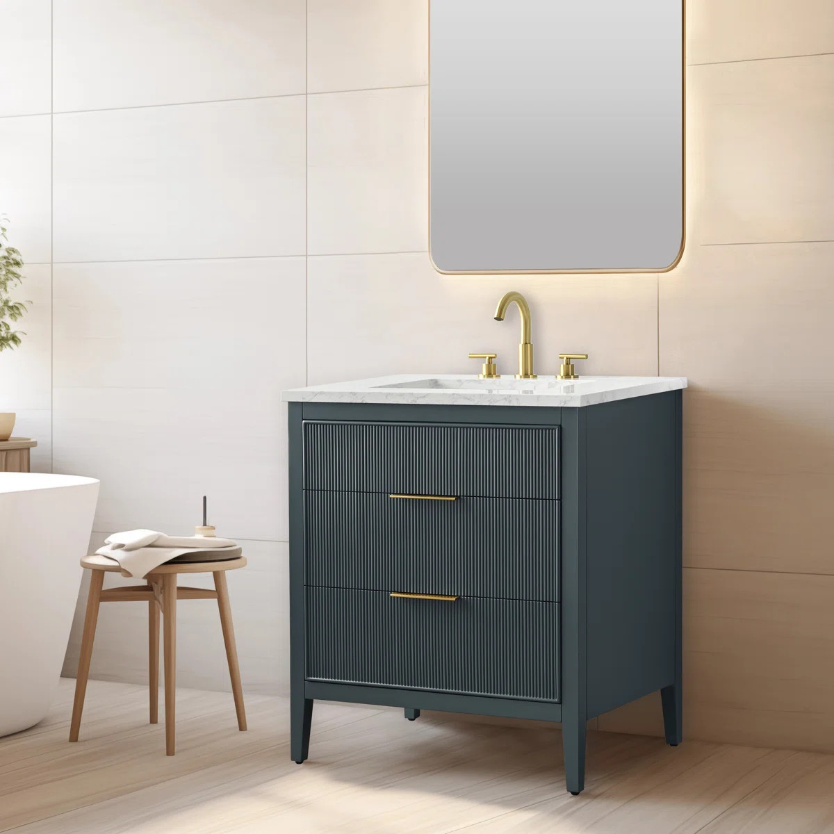 Bilroy 30'' Single Sink Bathroom Vanity with Engineered Stone Top | Wayfair North America