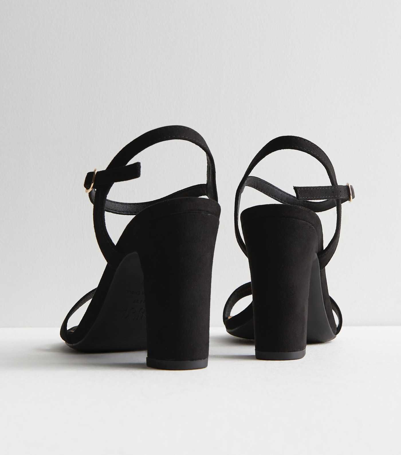 Wide Fit Black Suedette 2 Part Block Heel Sandals | New Look | New Look (UK)