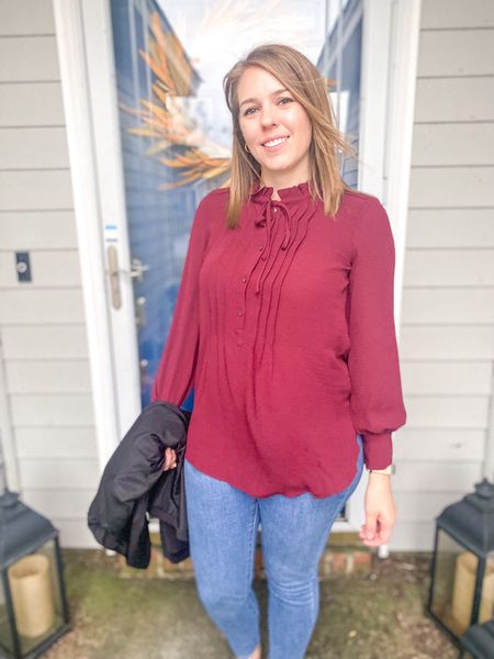 I found a too cute workwear top! It has super cute pin tuck, a cute neck tie, a great length, and is currently less than $32!! 

#LTKworkwear #LTKsalealert #LTKunder50