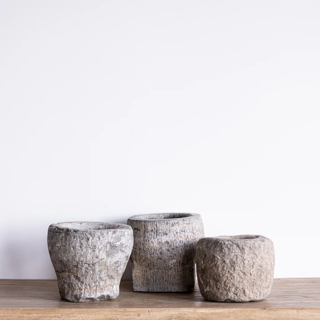 Stone Mortar Vintage Inspired Bowl | By Luxe B Co. | luxe bCO