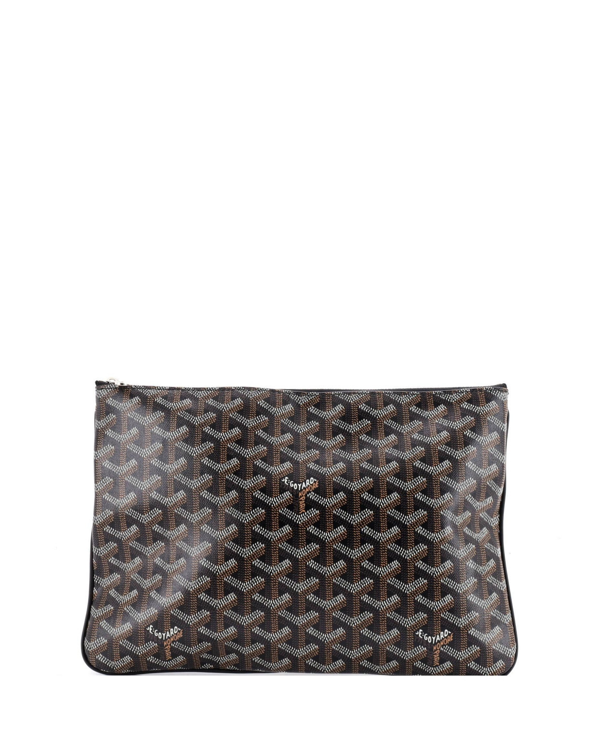 Pre-Owned Goyard Mm Senat Zip Pouch Coated Canvas - Black | Macy's