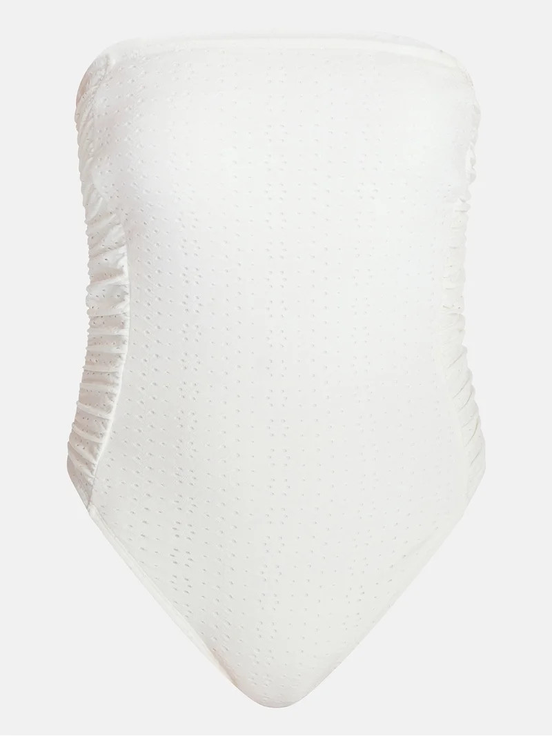 Time and Tru Women's and Women's Plus Eyelet Bandeau One Piece Swimsuit with Side Shirring, Sizes... | Walmart (US)