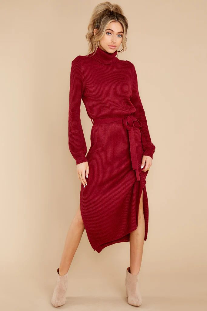 When In Doubt Wine Knit Maxi Dress | Red Dress 