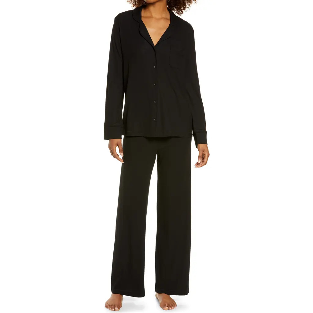 SKIMS Soft Lounge Rib Sleep Set in Onyx at Nordstrom, Size Large | Nordstrom