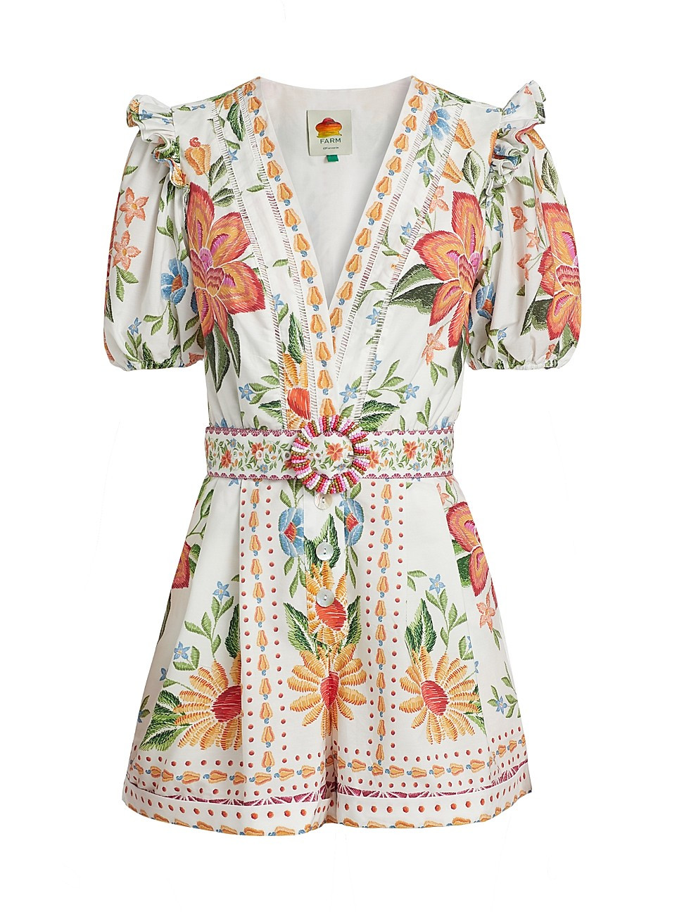 Women's Bloom Garden Floral Cotton Romper - Bloom Garden Off White - Size Small | Saks Fifth Avenue