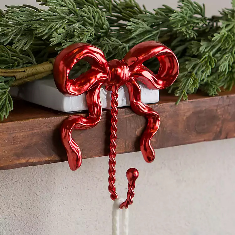 New! Red Bow Christmas Stocking Holder | Kirklands